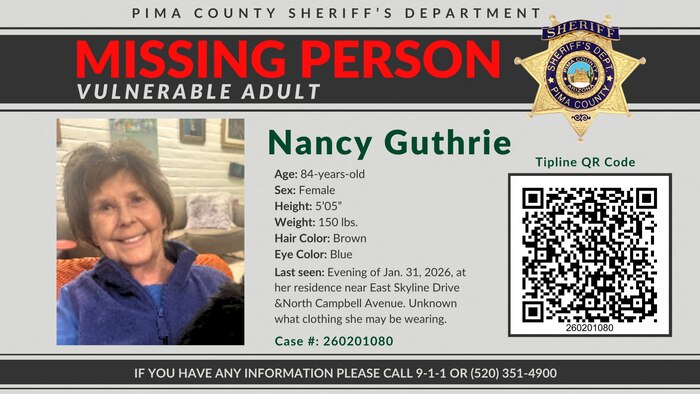 Arrestan en California a hombre por extorsión con rescate falso a familia de Nancy Guthrie durante desaparición en Arizona