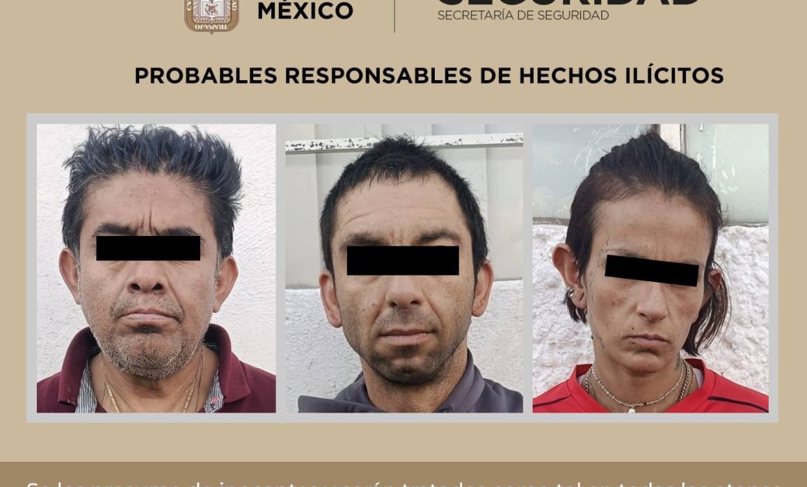 Autoridades detienen a tres personas en Metepec por delitos contra la salud, portación de armas prohibidas y posesión de celulares durante Operativo Argos