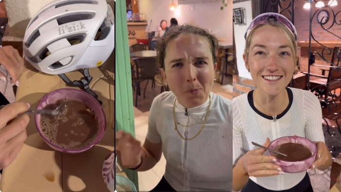 Creadora de contenido canadiense prueba queso con chocolate caliente en Colombia y genera polémica por su opinión