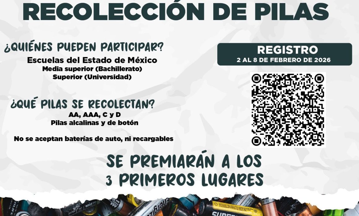 Edoméx convoca a escuelas públicas y privadas a participar en recolección de pilas usadas durante febrero 2026