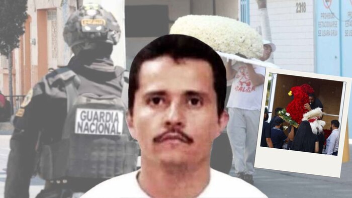 Funeral de 'El Mencho' en Guadalajara: coronas simbólicas y fuerte despliegue militar