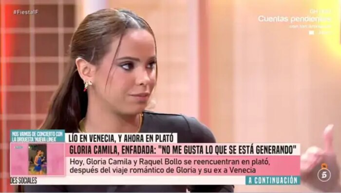 Gloria Camila se emociona y rompe en llanto tras confrontación con Emma García en ‘Fiesta’ por polémico viaje con ex pareja