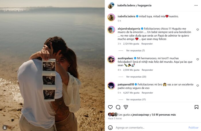 Hugo García e Isabella Ladera reciben felicitaciones de excompañeros y amigos tras anunciar su embarazo