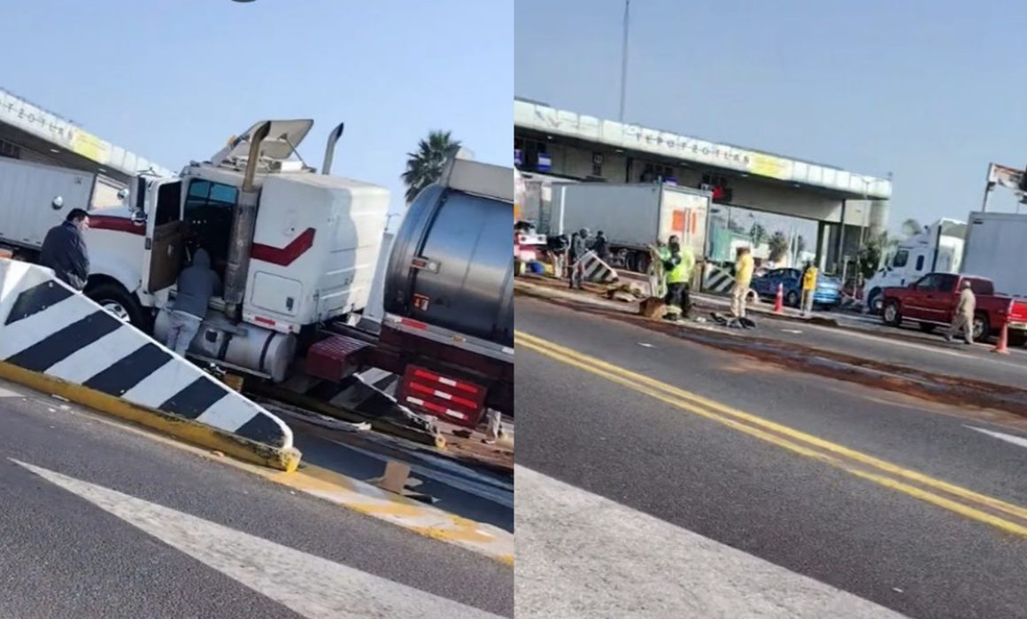 Impacta pipa de diésel en la caseta de Tepotzotlán y deja a los automovilistas en shock