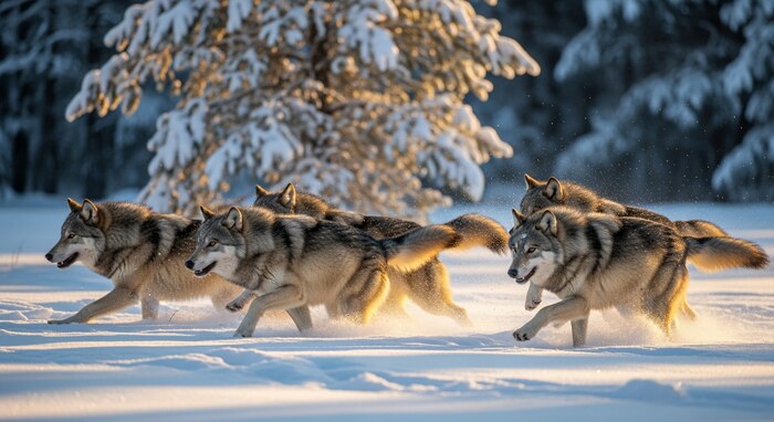 Lobos muestran mayor eficiencia en la caza grupal que los leones debido a su cooperación emergente