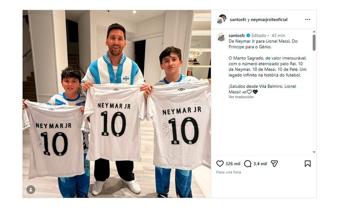 Neymar envía camisetas personalizadas a Messi y sus hijos en muestra de amistad y legado futbolístico