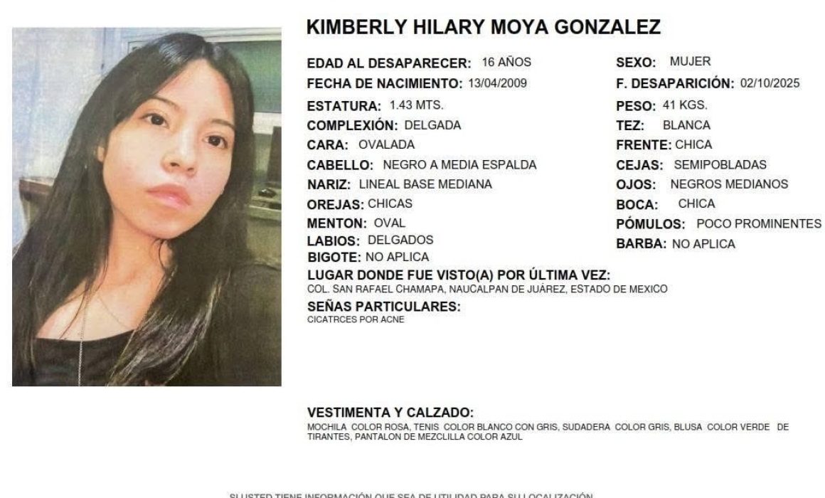 Padres de Kimberly Moyá ofrecen recompensa para localizar a su hija en Naucalpan