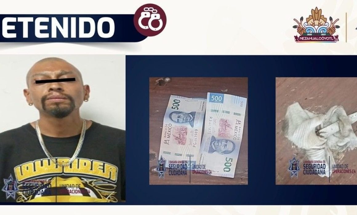 Policías detienen a extorsionador en mercados de Nezahualcóyotl para prevenir delitos económicos