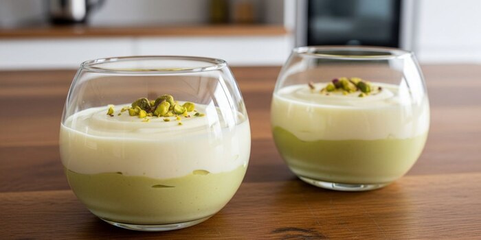 Receta de mousse de pistacho y chocolate blanco fácil y rápida para impresionar